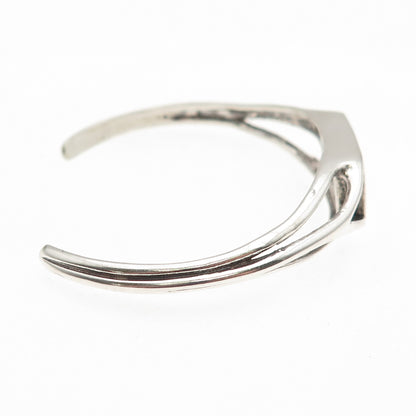 Old Pawn 925 Sterling Silver Vintage White Onyx Tribal Adjustable Bracelet 5.25"