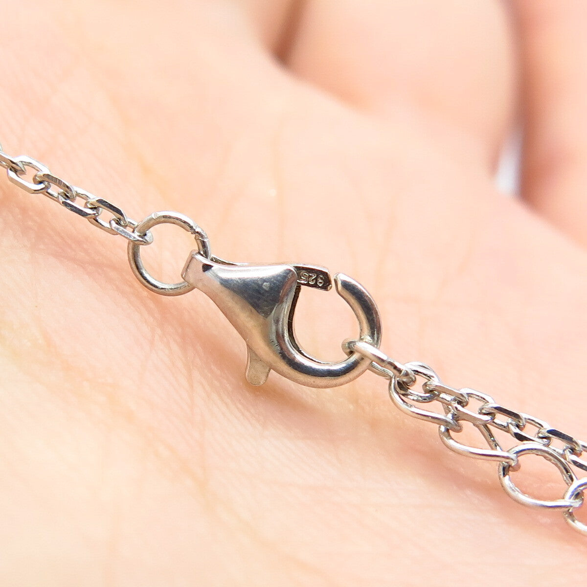 925 Sterling Silver C Z Rolo Chain Necklace 17"