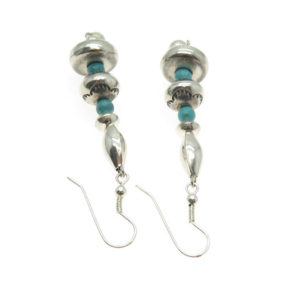 Old Pawn 925 Sterling Silver Southwestern Bisbee Turquoise Navajo Pearl Earrings