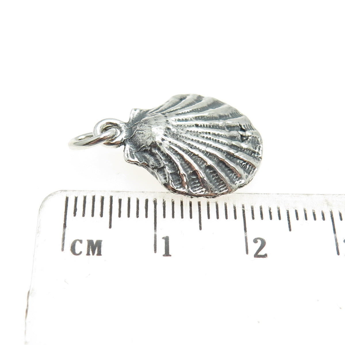 925 Sterling Silver Vintage Seashell Oxidized Charm Pendant