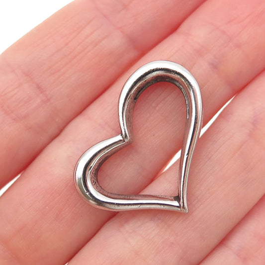 925 Sterling Silver Modernist Open Heart Slide Pendant
