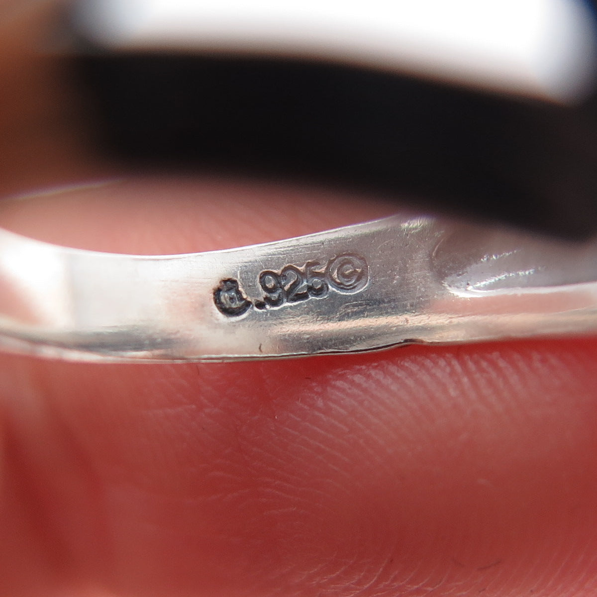 CAROLYN POLLACK Sterling 2-Tone Vintage Turquoise & Jasper Inlay Ring Size 6.25