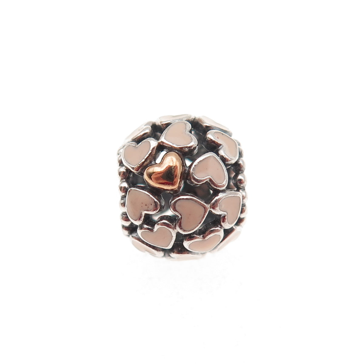 PANDORA 925 Sterling Silver & Gold Enamel Abundance of Love Slide Bead Charm