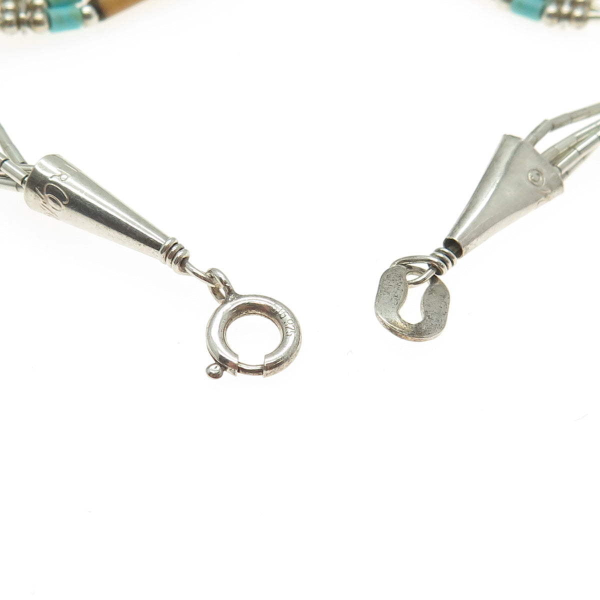 CAROLYN POLLACK Old Pawn 925 Sterling Silver Turquoise Wood Bear Paw Bracelet 7"