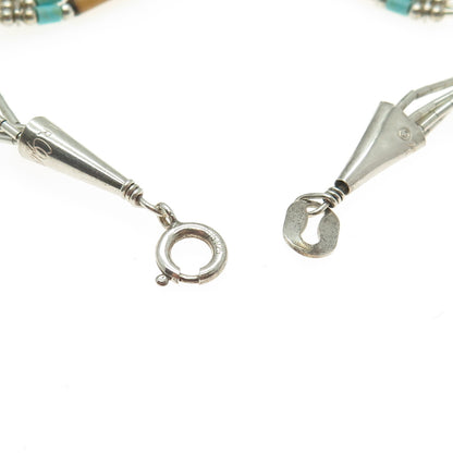 CAROLYN POLLACK Old Pawn 925 Sterling Silver Turquoise Wood Bear Paw Bracelet 7"