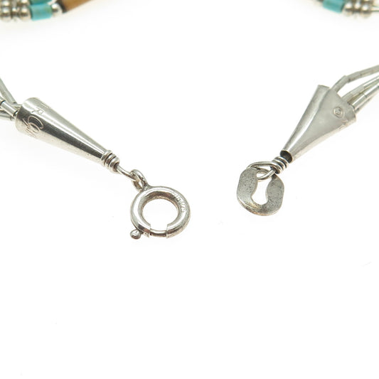 CAROLYN POLLACK Old Pawn 925 Sterling Silver Turquoise Wood Bear Paw Bracelet 7"