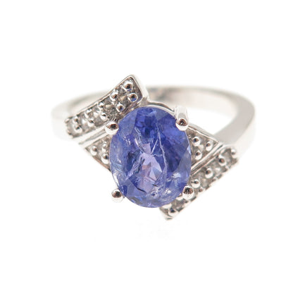 RJ Graziano 925 Sterling Silver Real Tanzanite & White Topaz Ring Size 7.75