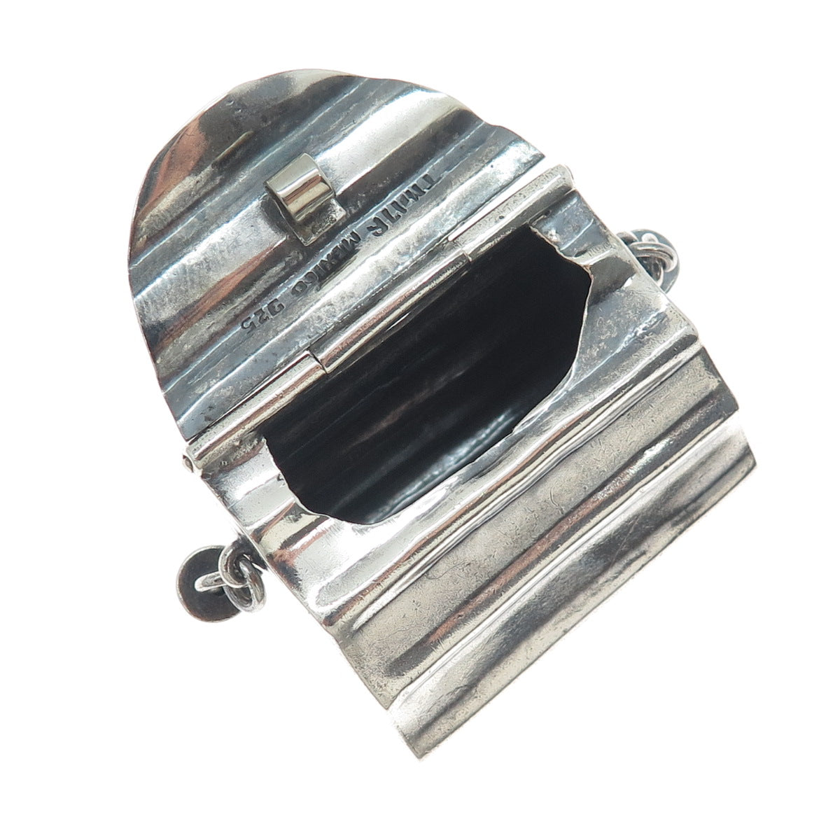 925 Sterling Silver Vintage Mexico Ladies Purse Pill Box Centerpiece Pendant