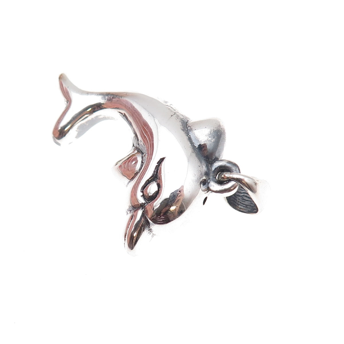 925 Sterling Silver Vintage Dolphin Oxidized Charm Pendant