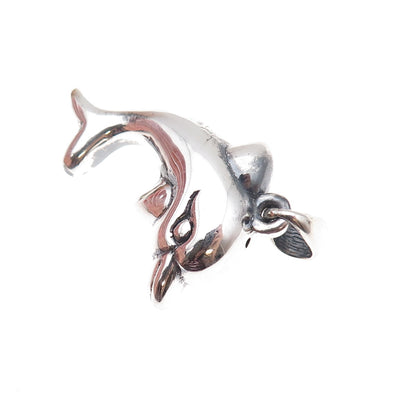 925 Sterling Silver Vintage Dolphin Oxidized Charm Pendant