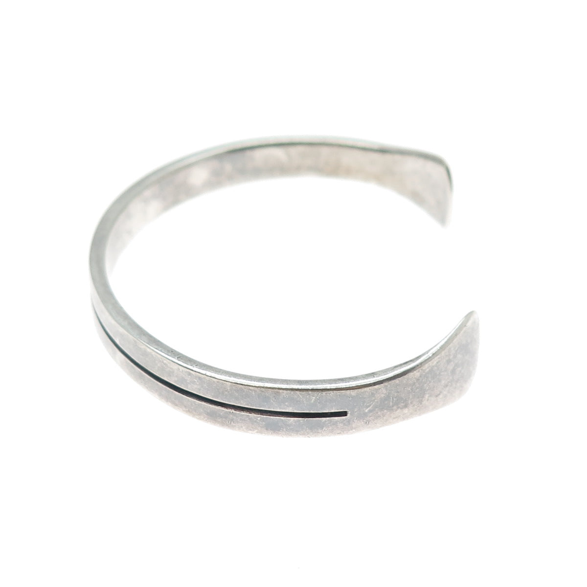 925 Sterling Silver Vintage Modernist Oxidized Adjustable Cuff Bracelet 7"