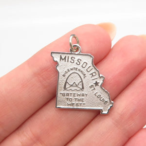 925 Sterling Silver Vintage Kinney "Missouri" State Map Charm Pendant