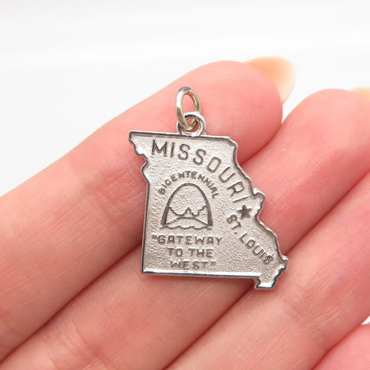 925 Sterling Silver Vintage Kinney "Missouri" State Map Charm Pendant