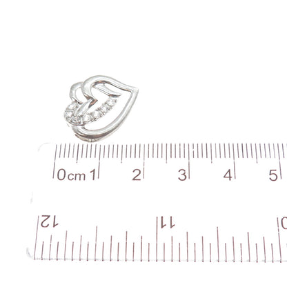 925 Sterling Silver Round-Cut C Z Heart Minimalist Slide Pendant