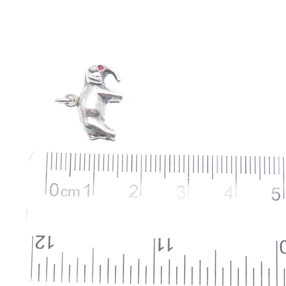 925 Sterling Silver Vintage Real Tourmaline Elephant Minimalist 3D Charm Pendant