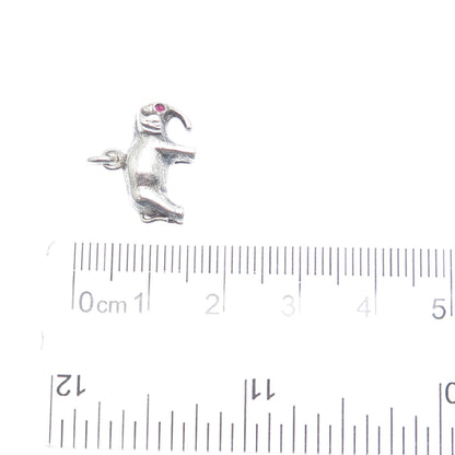 925 Sterling Silver Vintage Real Tourmaline Elephant Minimalist 3D Charm Pendant