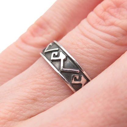 925 Sterling Silver Vintage Tribal Oxidized Band Ring Size 5