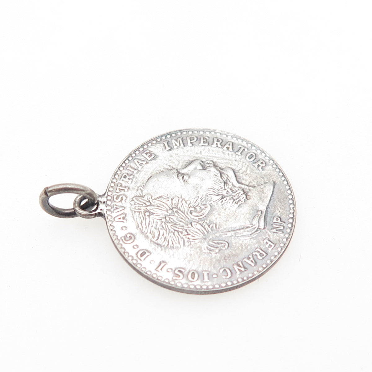 Silver Antique 1915 Austrian Empire Franz Joseph I Coin Replica Charm Pendant