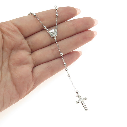 925 Sterling Silver Vintage Crucifix Cross Religious Rosary Chain