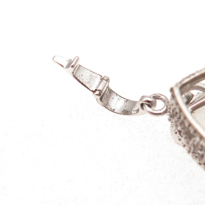 925 Sterling Silver Mexico Real Diamond & Green Amethyst Charm Pendant
