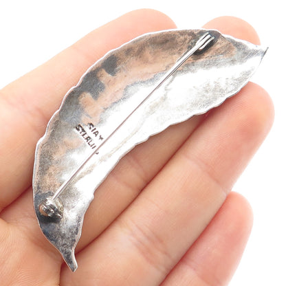 925 Sterling Silver Antique Siam Niello Hindu Goddess Feather Pin Brooch