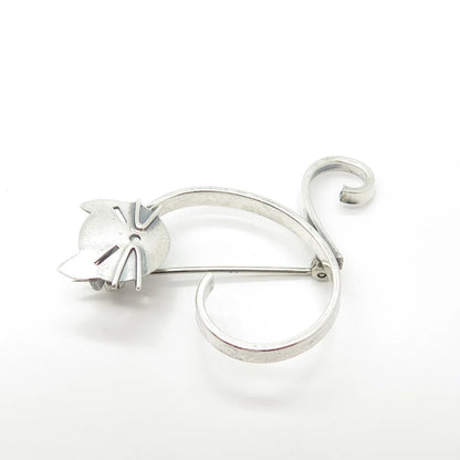 925 Sterling Silver Vintage BEAU Cat / Kitty Pin Brooch