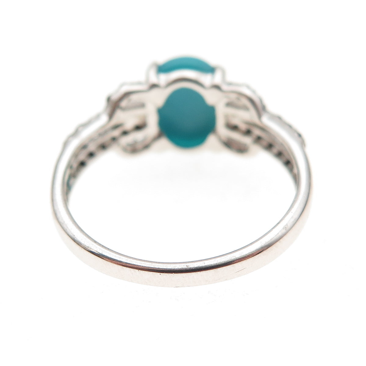 925 Sterling Silver Real Kingman Turquoise & Black Spinel Ring Size 8