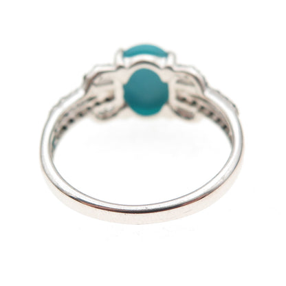 925 Sterling Silver Real Kingman Turquoise & Black Spinel Ring Size 8