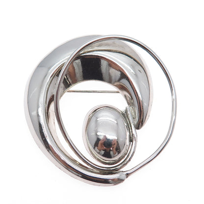 925 Sterling Silver Vintage Mexico Modernist Oxidized Pin Brooch