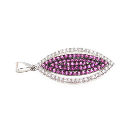 925 Sterling Silver Round-Cut Lab-Created Pink Sapphire & C Z Charm Pendant