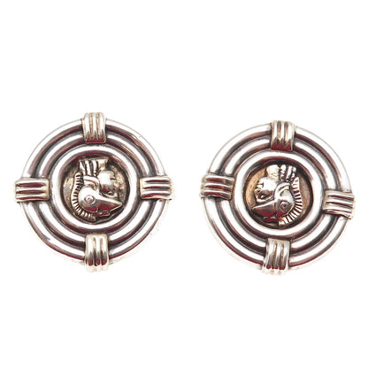 925 Sterling Silver Vintage Roman Warrior Oxidized Clip On Earrings