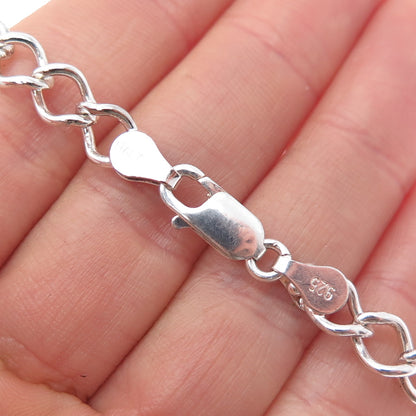 925 Sterling Silver Vintage Italy Curb Link Bracelet 7.75"