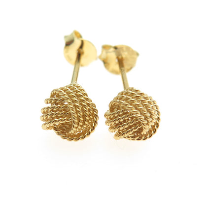 925 Sterling Silver Gold Plated Twisted Knot Stud Earrings