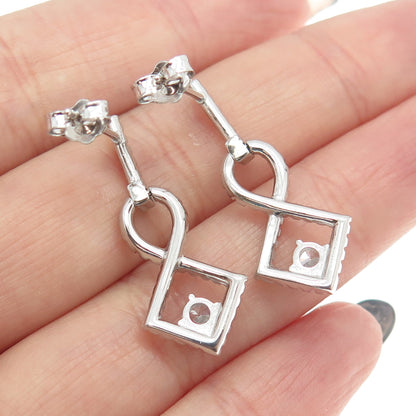 925 Sterling Silver Round-Cut C Z Infinity Dangling Earrings