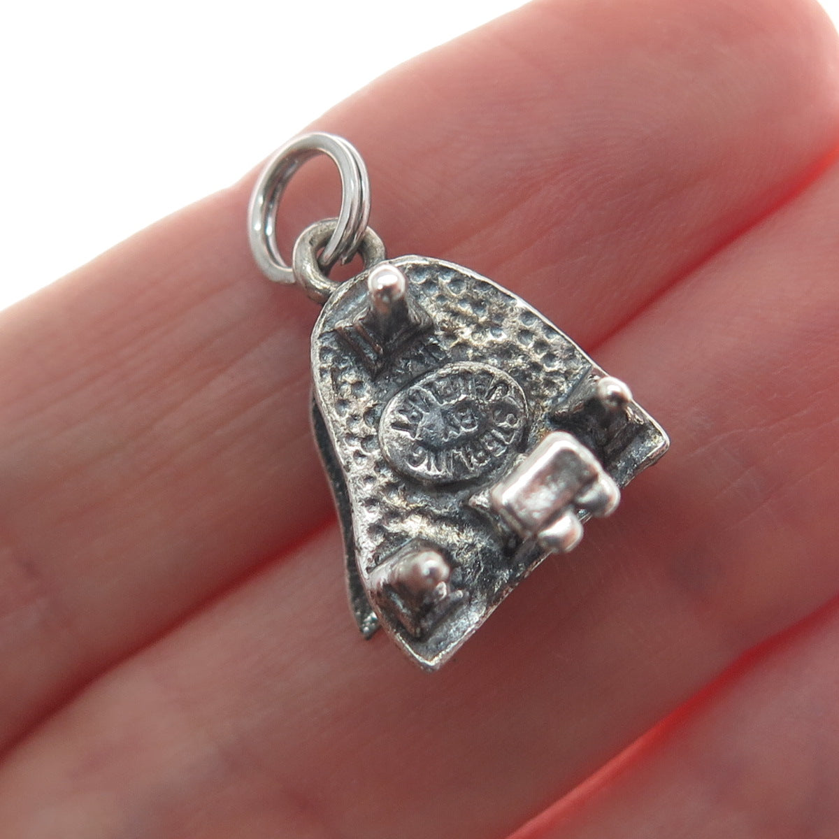 JEWELART 925 Sterling Silver Vintage Piano Oxidized Minimalist 3D Charm Pendant