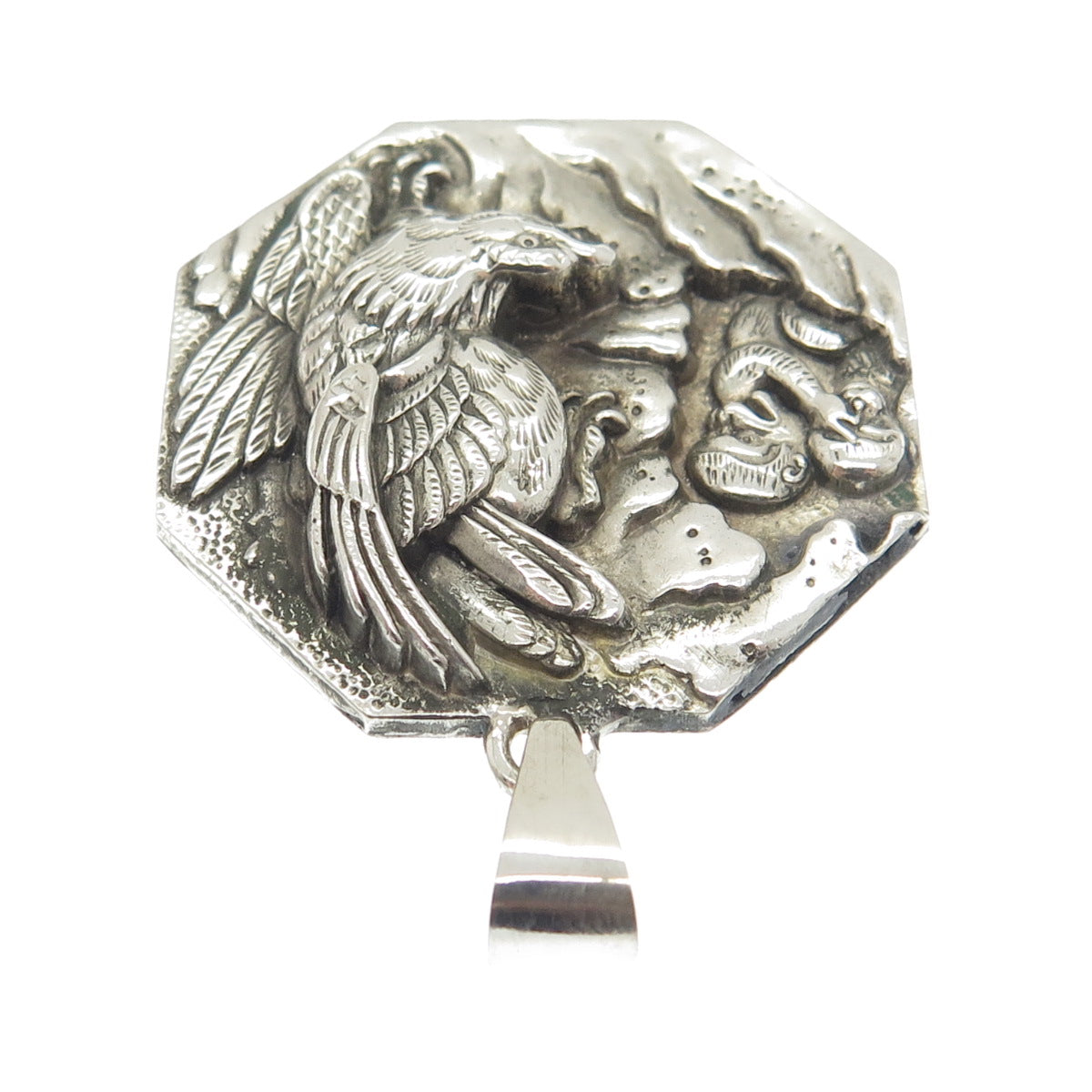 925 Sterling Silver Antique Chinese Export Monkey & Eagle Storyteller Pendant