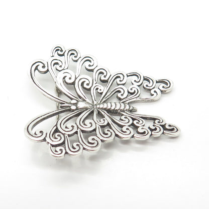 925 Sterling Silver Vintage Butterfly Ornate Pin Brooch