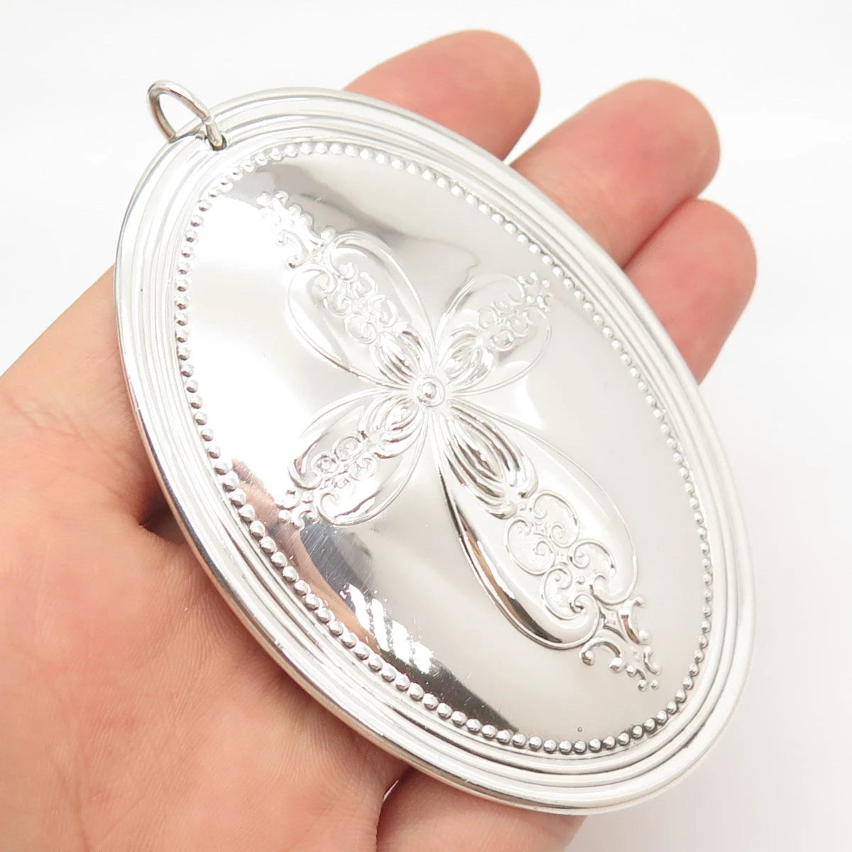 925 Sterling Silver Vintage Towle 1972 Cross Floral Ornament