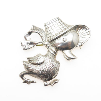 SB Silverman Brothers 925 Sterling Silver Vintage Duck Bird Pin Brooch