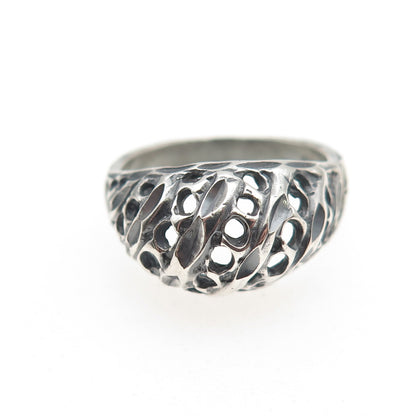 925 Sterling Silver Vintage Modernist Dome Oxidized Ring Size 6