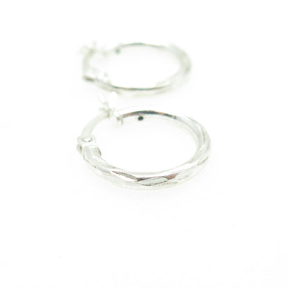 HAN 925 Sterling Silver Textured Hoop Earrings