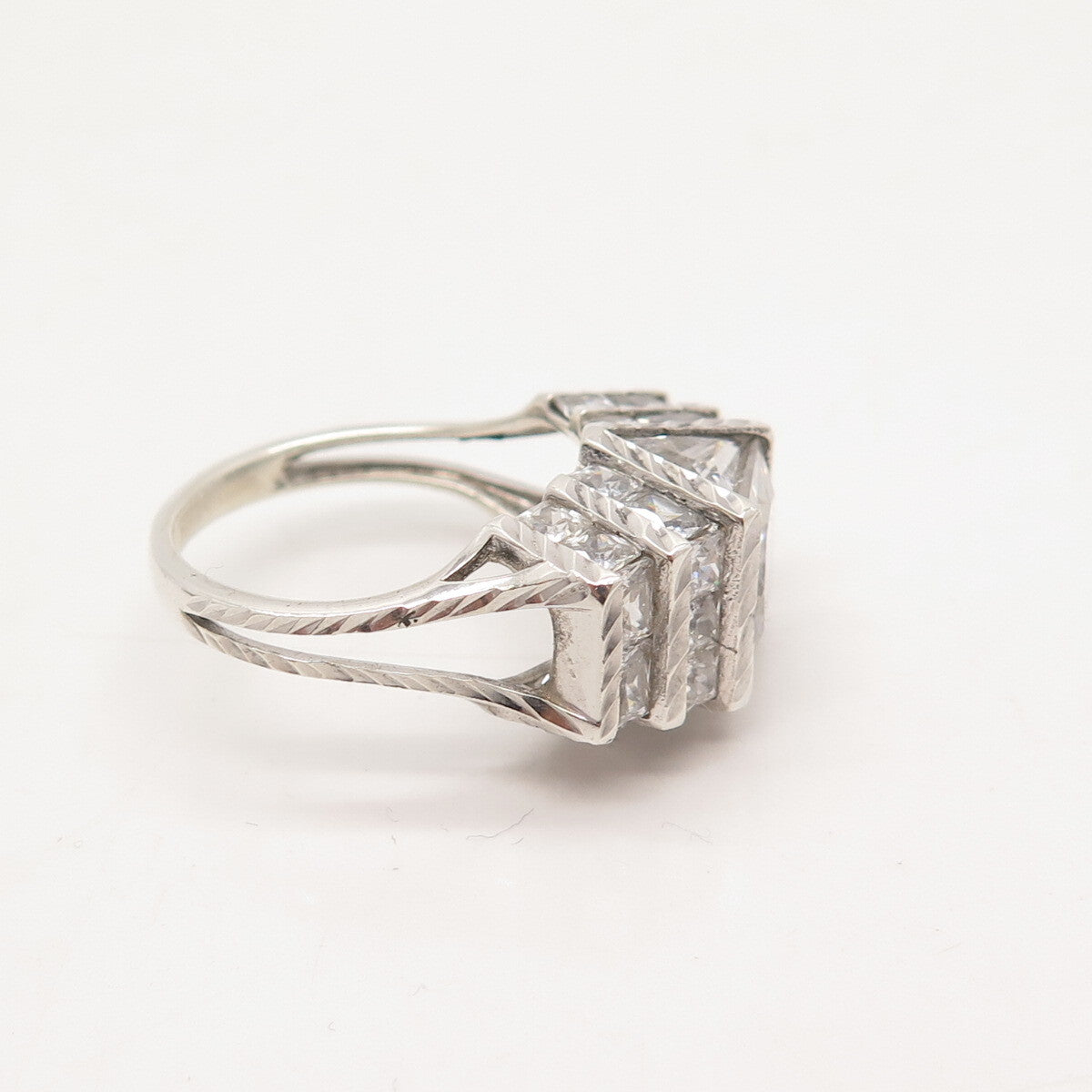 925 Sterling Silver Princess-Cut C Z Ring Size 6