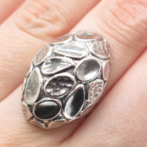 NINOS CHAMMO 925 Sterling Silver Vintage Mexico Modernist Petal Dome Ring Size 8