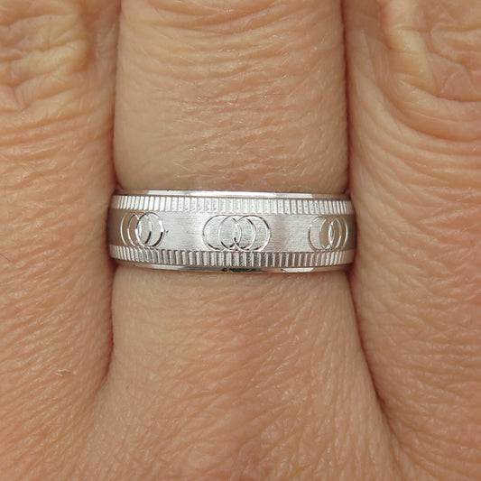 925 Sterling Silver Engraved Interlocked Circle Band Ring Size 7.25