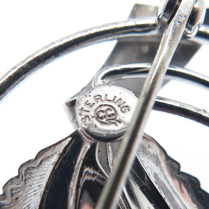 CURTIS CURTMAN 925 Sterling Silver Vintage Floral Leaf Pin Brooch