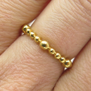 925 Sterling Silver Gold Plated Beaded Band Ring Size 6.5