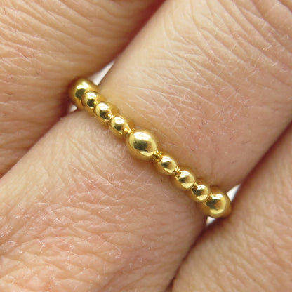 925 Sterling Silver Gold Plated Beaded Band Ring Size 6.5