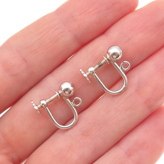 925 Sterling Silver Vintage Charm Holder Screw Back Earrings
