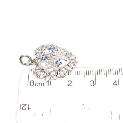 Spencer 925 Sterling Silver Vintage Rhinestone Sweet 16 Heart Charm Pendant