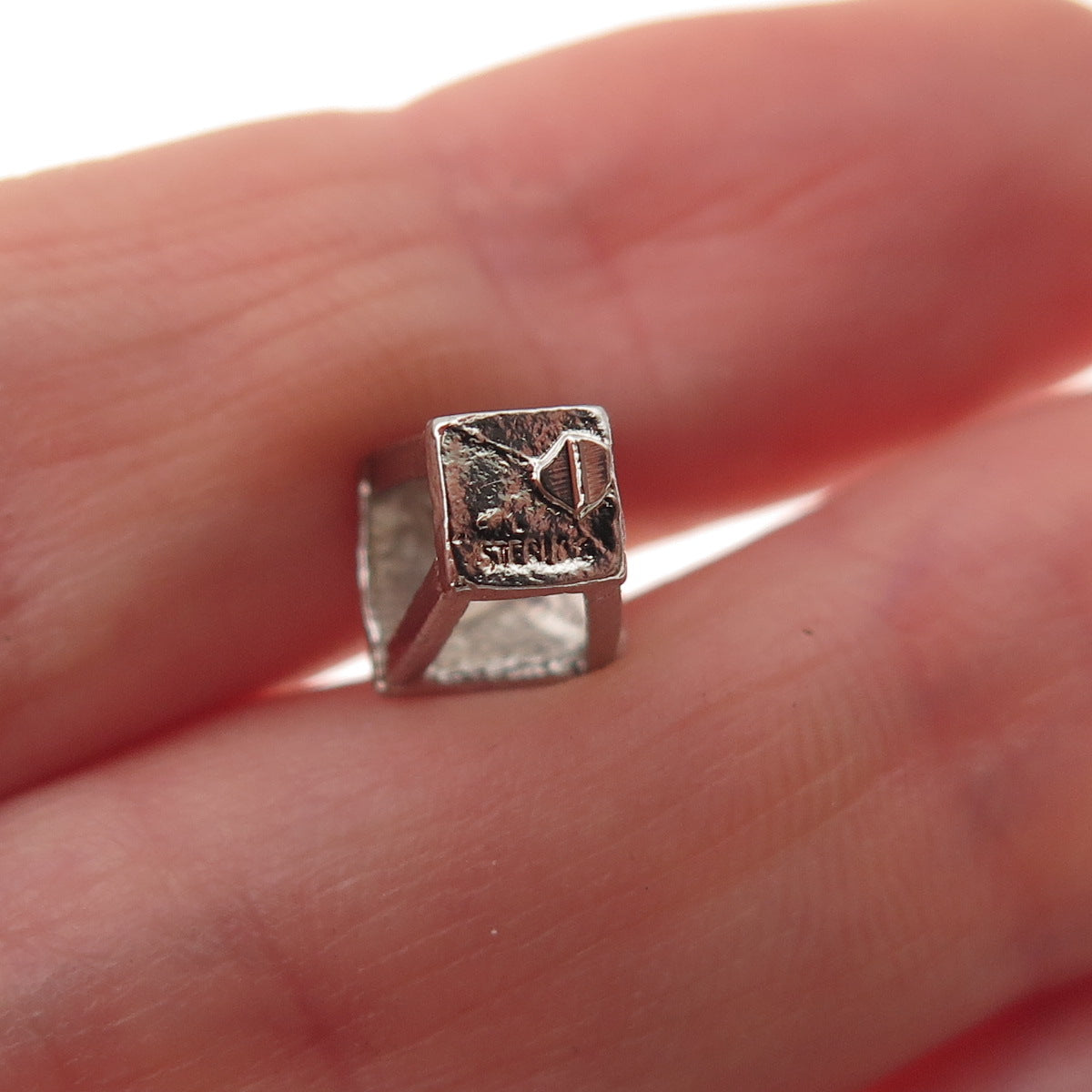 925 Sterling Silver Antique Art Deco Enamel Lantern Oxidized 3D Charm Pendant
